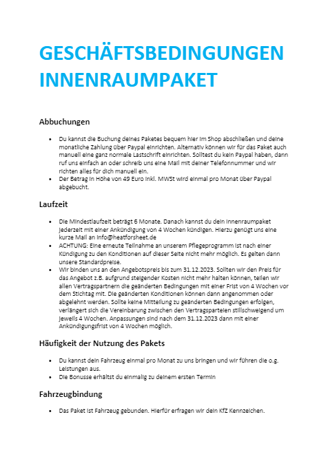 Monatliches Innenraumpflegepaket